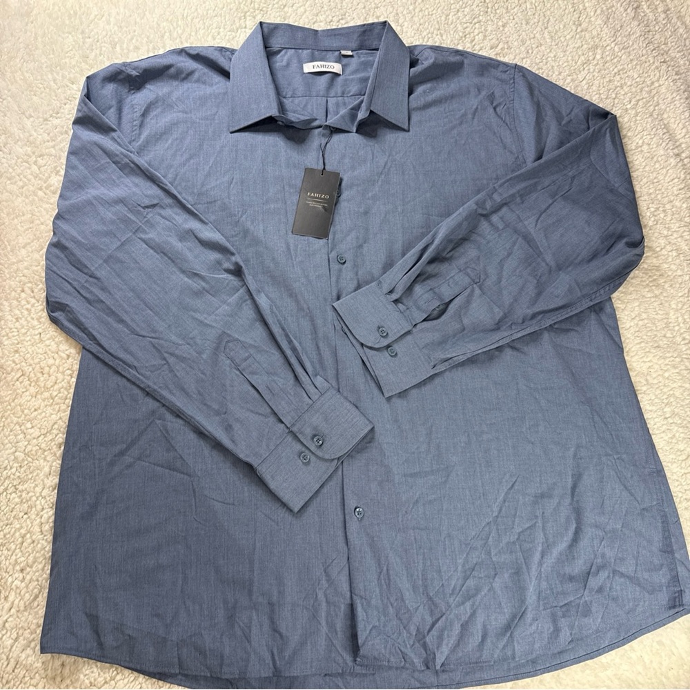 Fahizo Blue 4XL Long Sleeve Bamboo Blend New with Tags Button Up